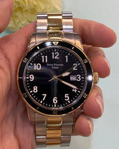 Black Dial Two Toned Bracelet Diver's Watch