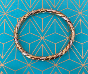 Tri Toned Gold Twisted Bangle Bracelet