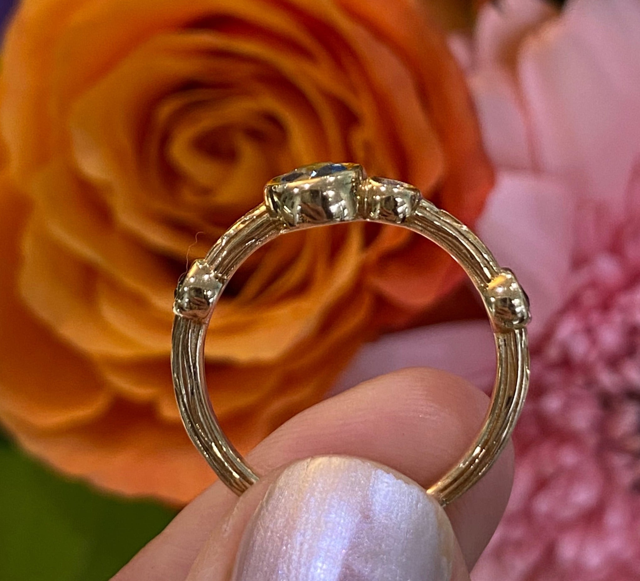 Yellow Gold Multi Gemstone Stackable Ring