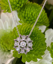 Load image into Gallery viewer, Vintage Floral Diamond Pendant Necklace
