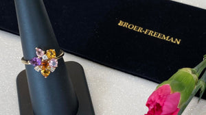 Yellow Gold Gemstone and Diamond Bouquet Ring