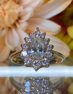 Vintage Pear Diamond Halo Ring