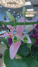 Load and play video in Gallery viewer, Peridot and Auqamarine Gemstone Dangle Earrings
