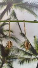 Load and play video in Gallery viewer, Yellow Gold Palm Tree Drop Hoop Earrings
