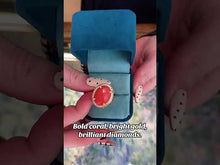 Load and play video in Gallery viewer, Coral &amp; Diamond Halo Yellow Gold Ring
