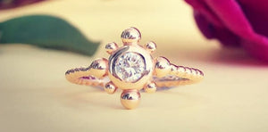 Yellow Gold and Diamond Bubble Ring