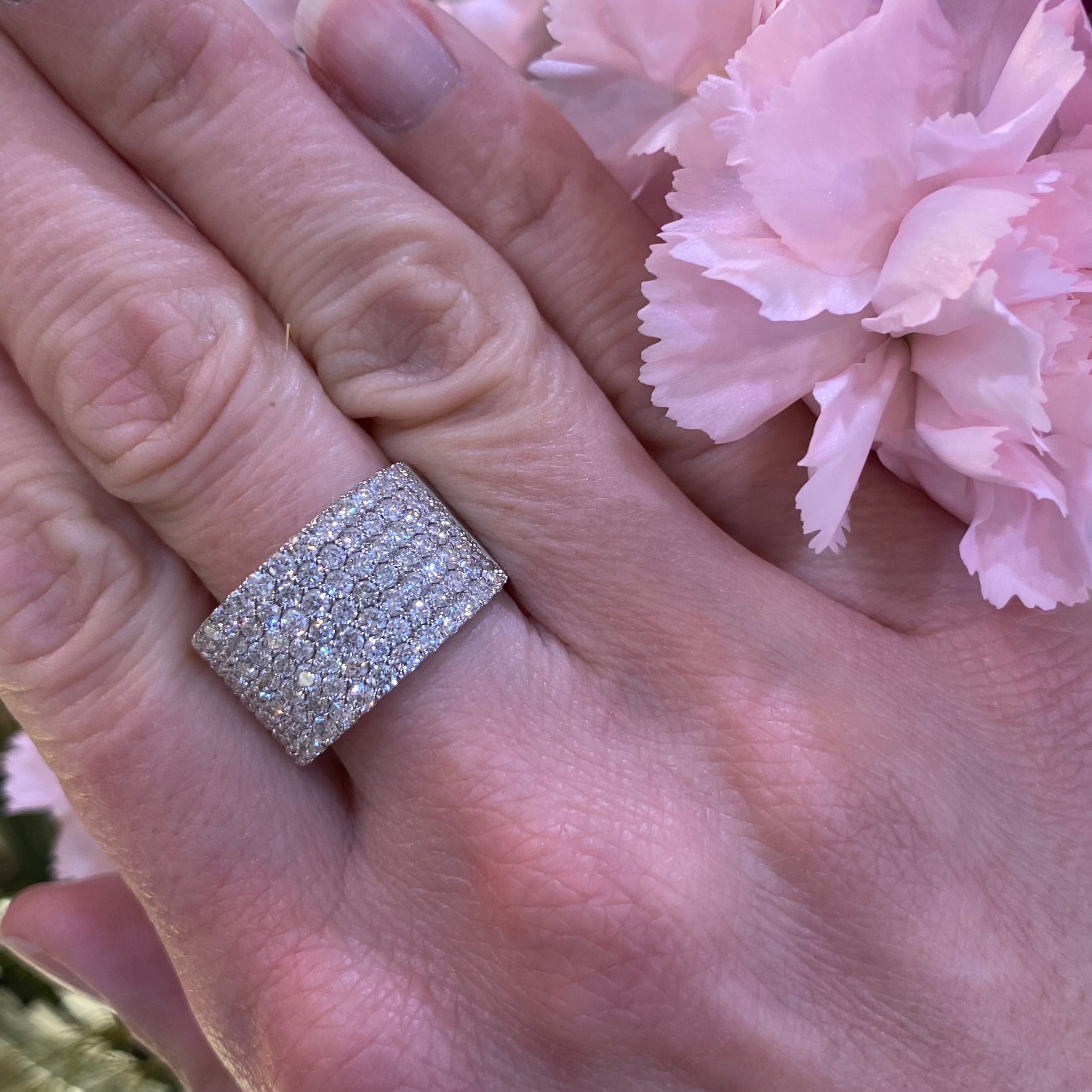 Pavé Diamond 18K Wide Band Ring