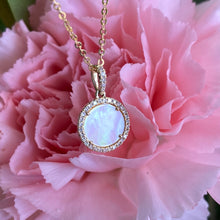 Load image into Gallery viewer, Yellow Mother of Pearl &amp; Diamond Pendant with Diamond Cut Adjustable Chain
