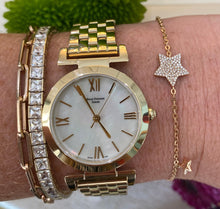 Load image into Gallery viewer, Mother of Pearl Dial Gold Toned Bracelet Watch
