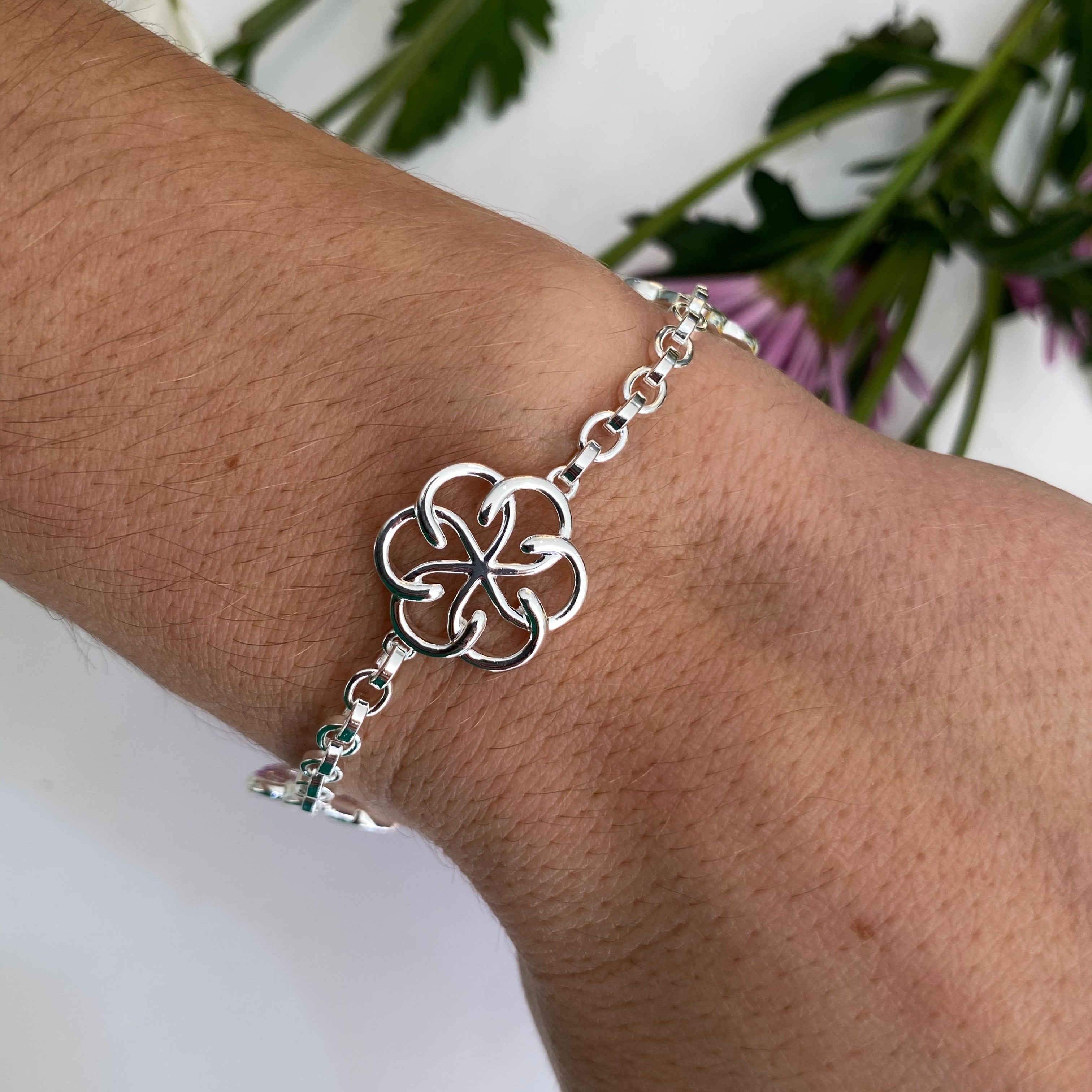 Sterling Silver Triple Celtic Knot Link Bracelet