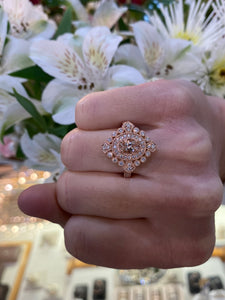 Fancy Vintage Inspired Morganite & Diamond Ring