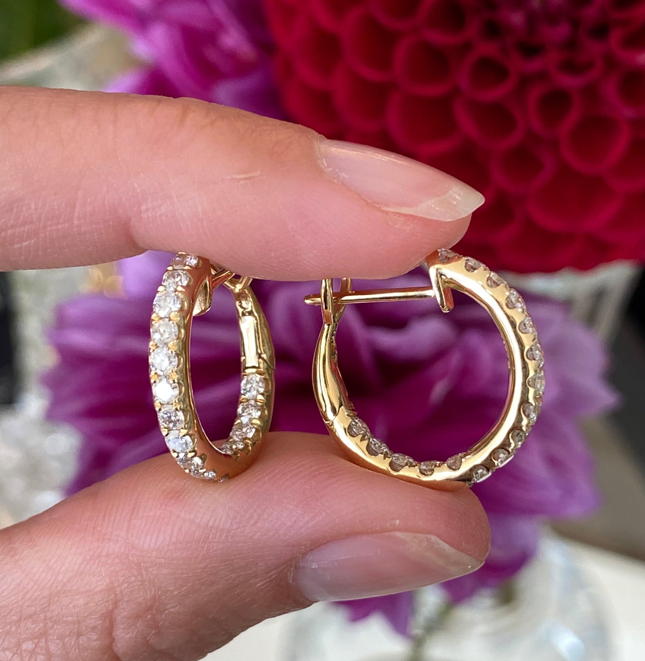 Yellow Gold & Diamond Hoop Earrings