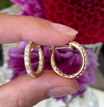 Load image into Gallery viewer, Yellow Gold &amp; Diamond Hoop Earrings
