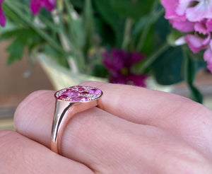 Pavé Signet Gemstone Ring in Rose Gold