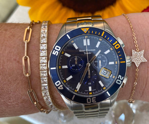 Blue Dial Silver Bracelet Diver's Watch