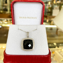 Load image into Gallery viewer, Onyx &amp; Diamond Cushion Cut Pendant Necklace
