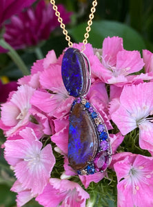 Opal Sapphire & Diamond Necklace