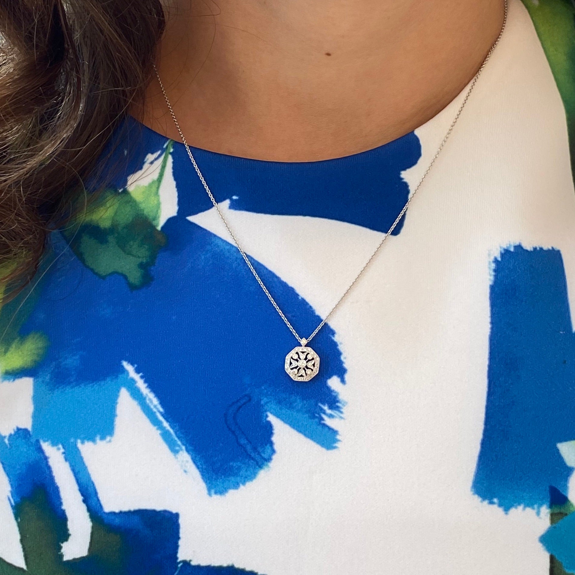 Vintage Inspired Fancy Diamond Necklace