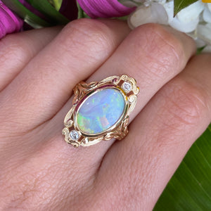 Vintage Opal & Diamond Ring