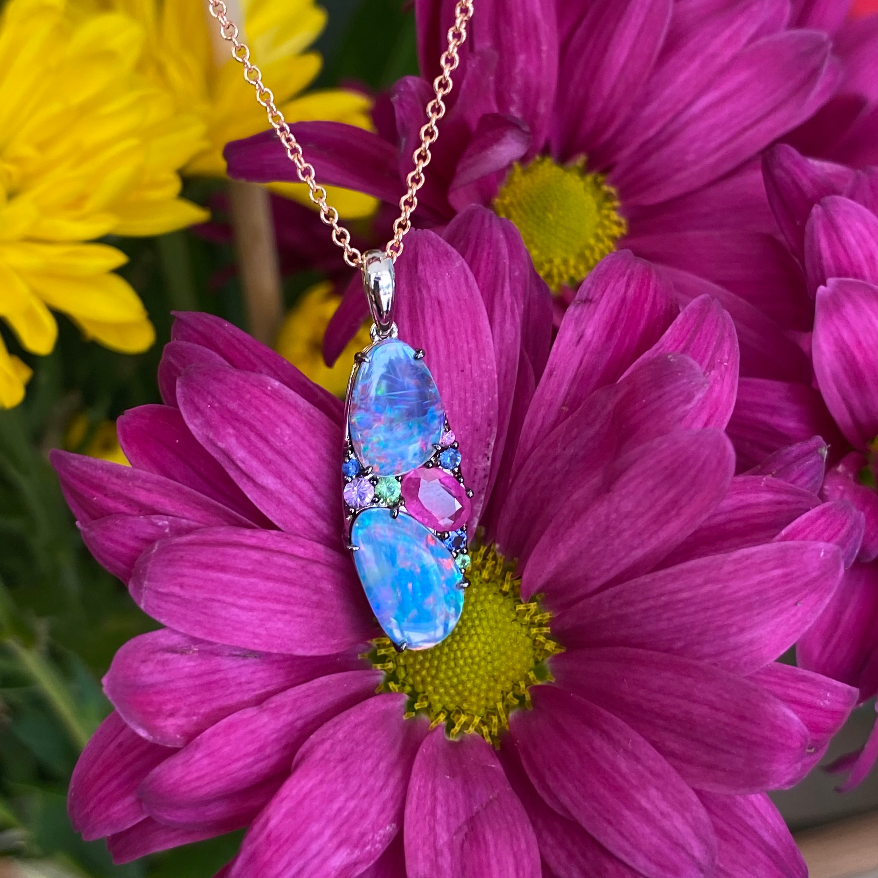 Opal Sapphire & Garnet Necklace