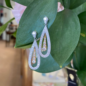 Amazing Two-Tone Diamond Drop Earrings