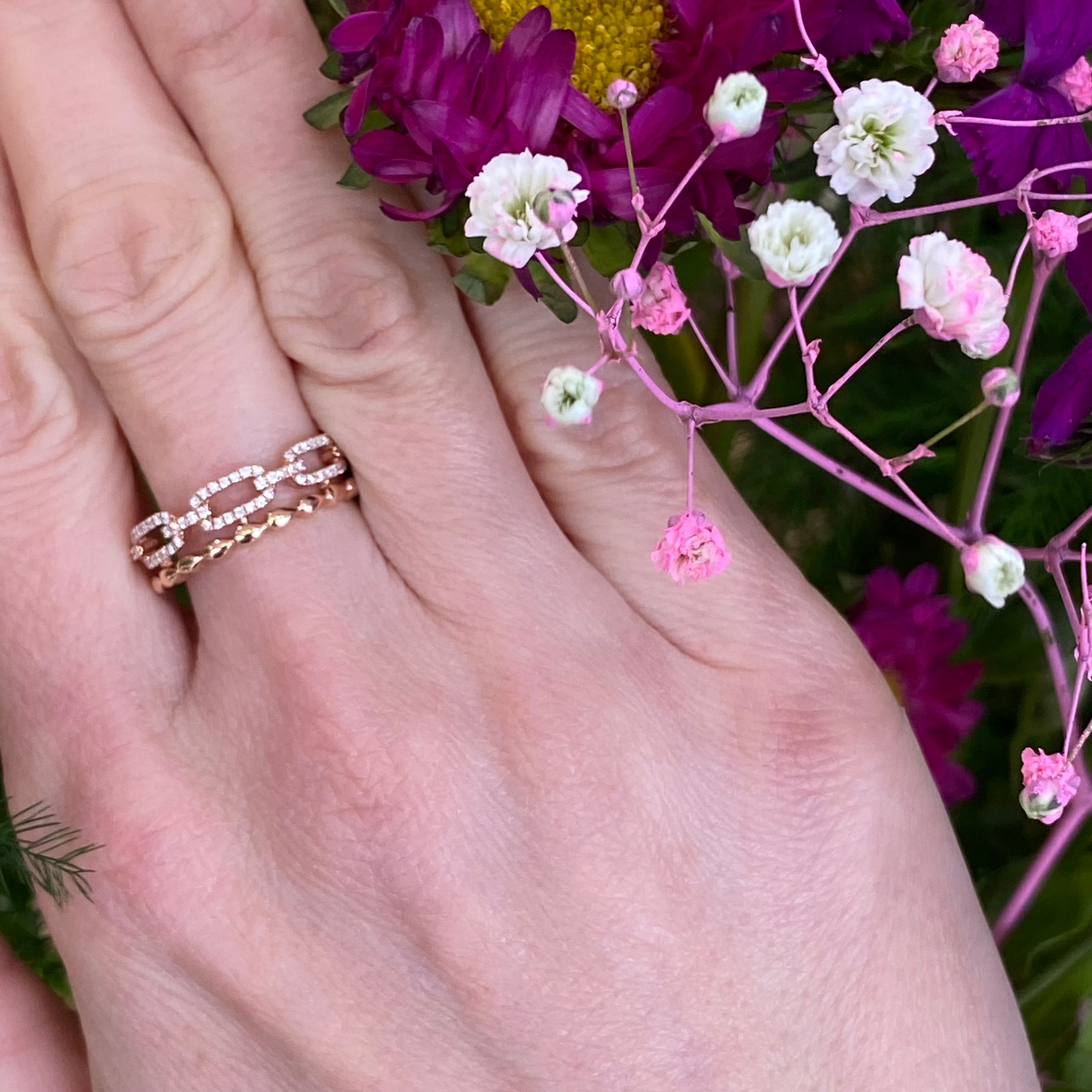Rose Gold Diamond Stacked Ring