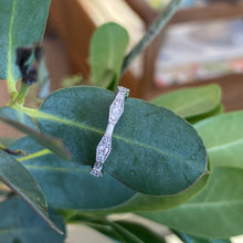 Load image into Gallery viewer, Unique Baguette &amp; Round Geometric Diamond Band with Milgrain
