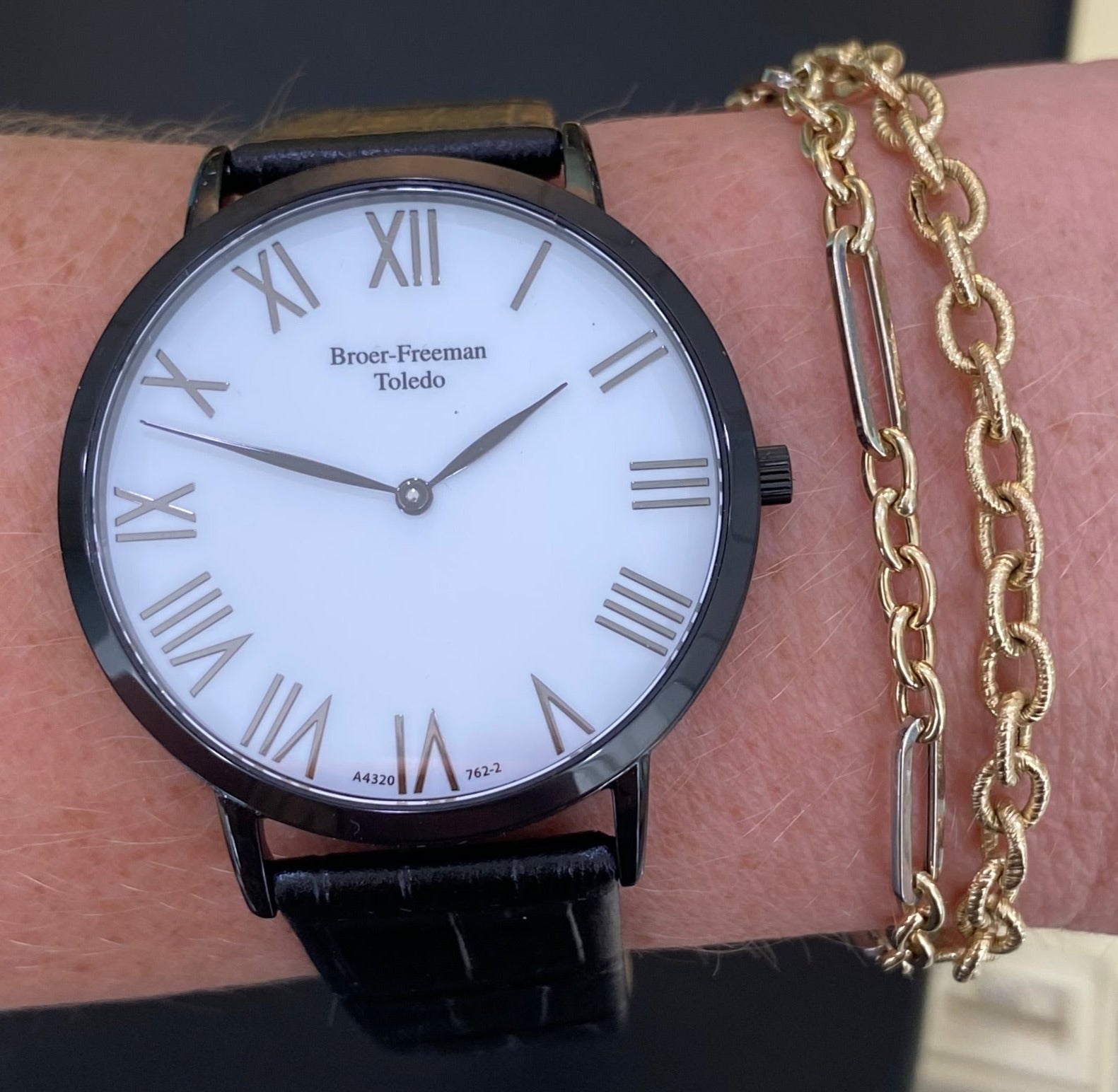 White Dial Black Toned Black Leather Watch