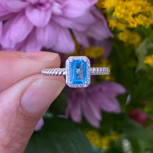 Load image into Gallery viewer, Blue Topaz and Diamond Ring with Twisted Band
