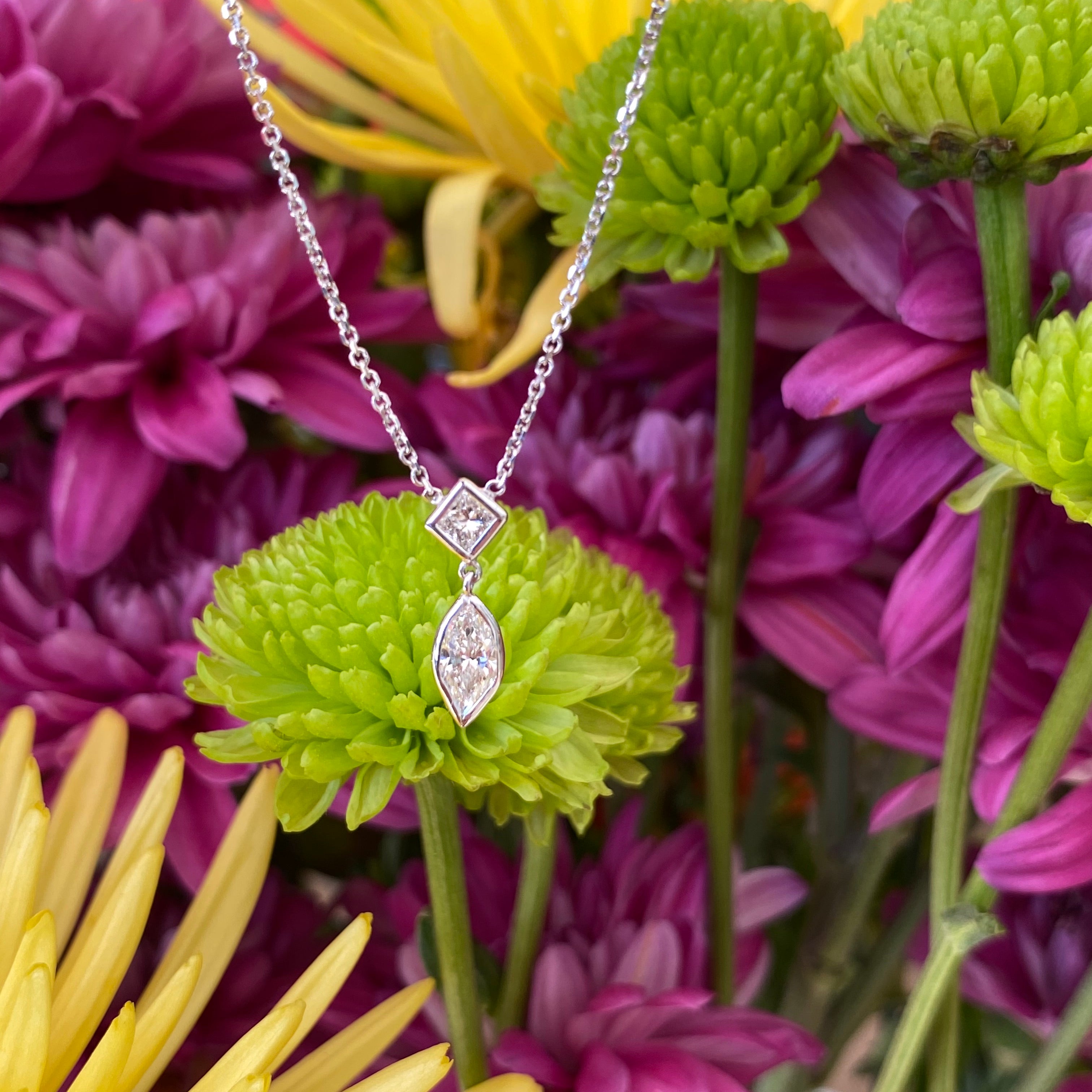 Marquise & Princess Cut Diamond Necklace