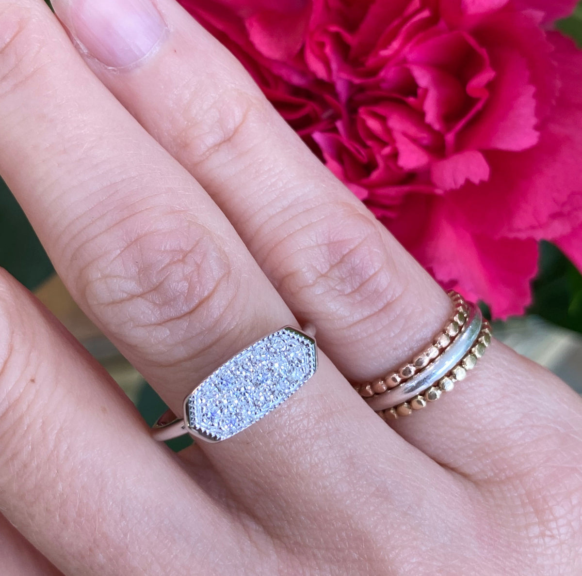 White Gold Diamond Rectangular Top Ring – Broer-Freeman Jewelers