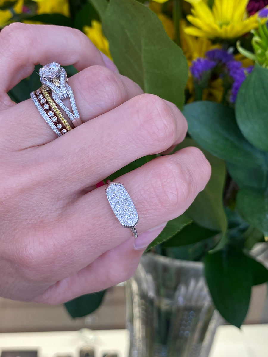 White Gold Diamond Rectangular Top Ring – Broer-Freeman Jewelers