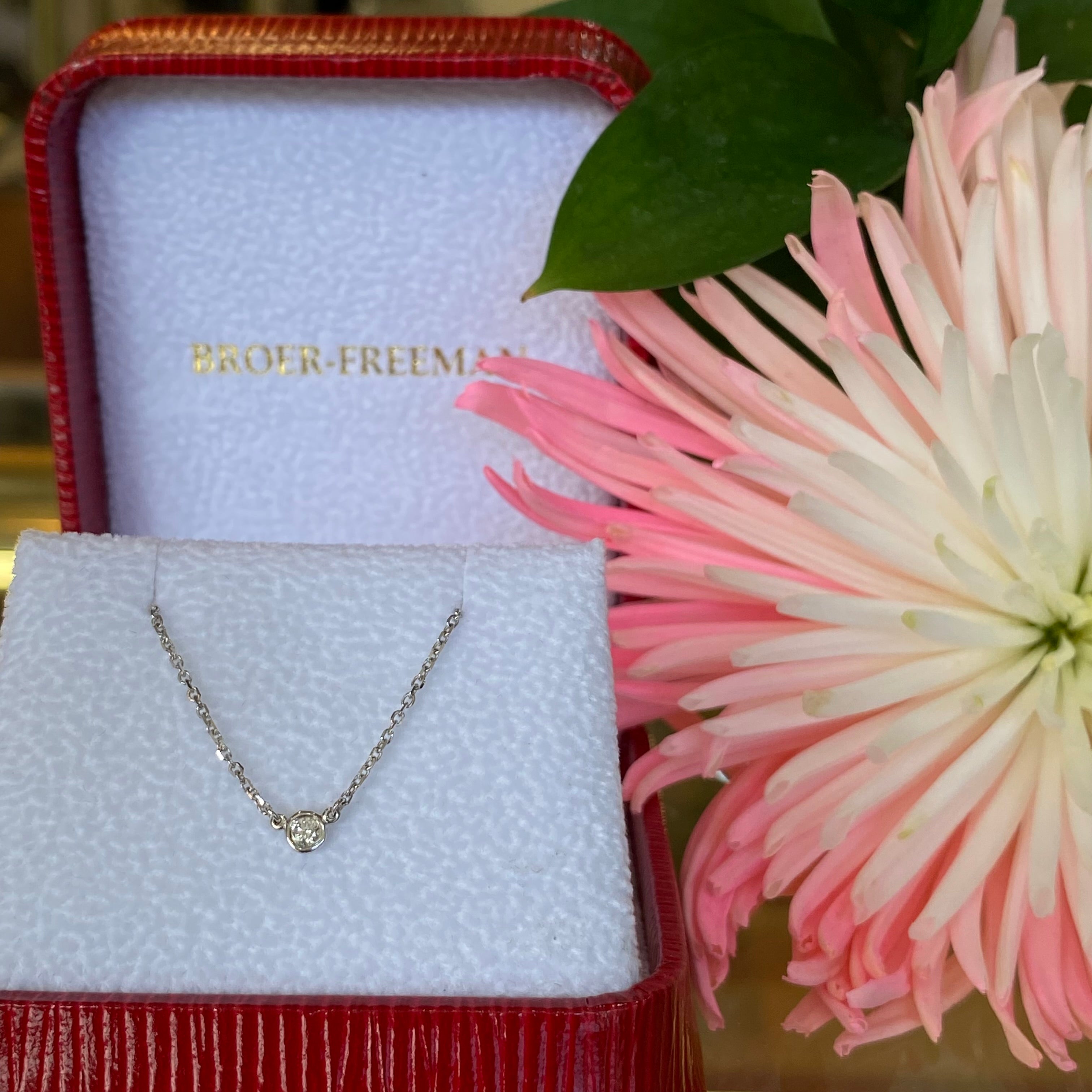 Everyday 0.05 Ct. Diamond Bezel Necklace in White Gold