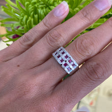 Load image into Gallery viewer, Ruby &amp; Diamond White Gold Basket Weave Ring
