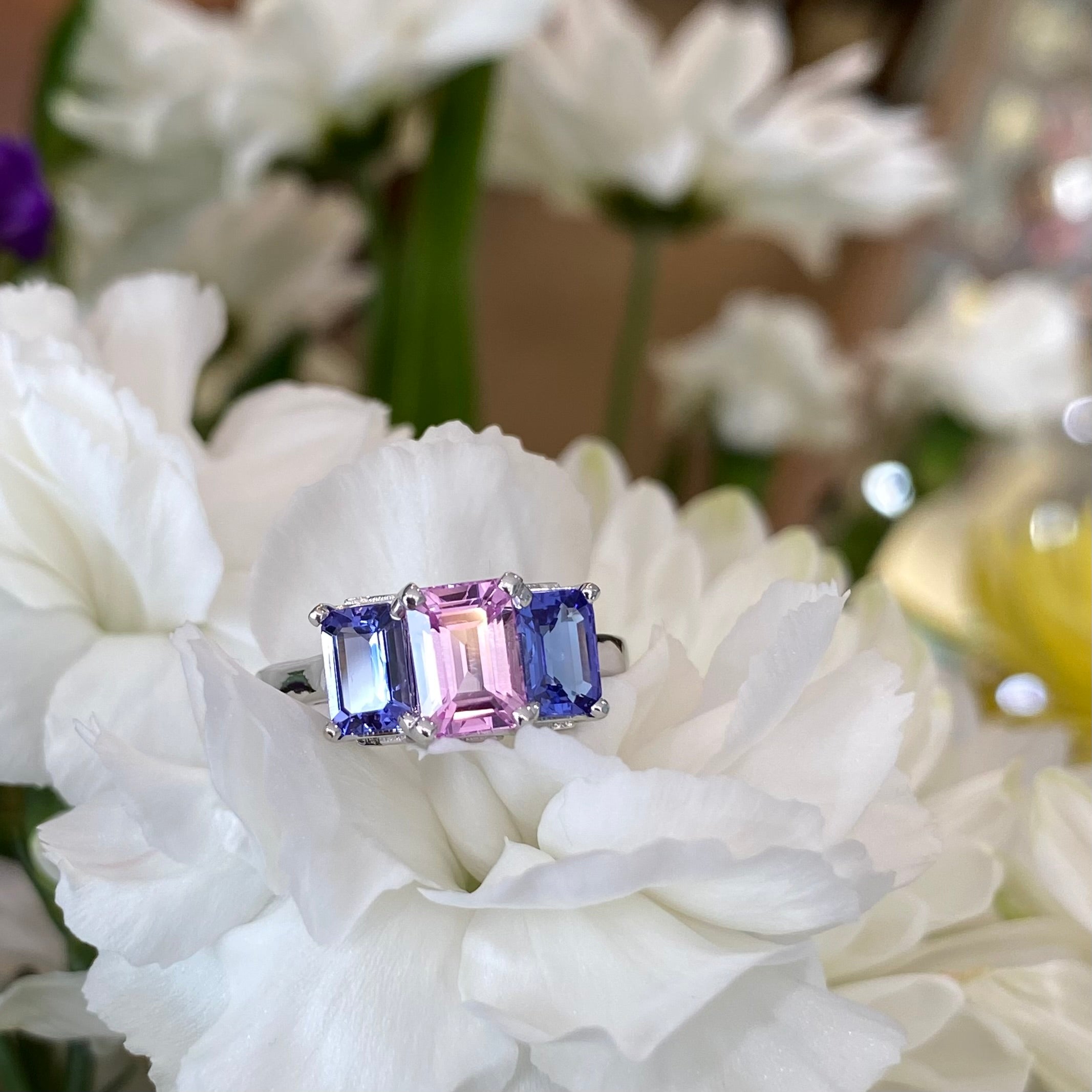 *On the Rocks* Pink Sapphire & Tanzanite Cocktail Ring 🍹