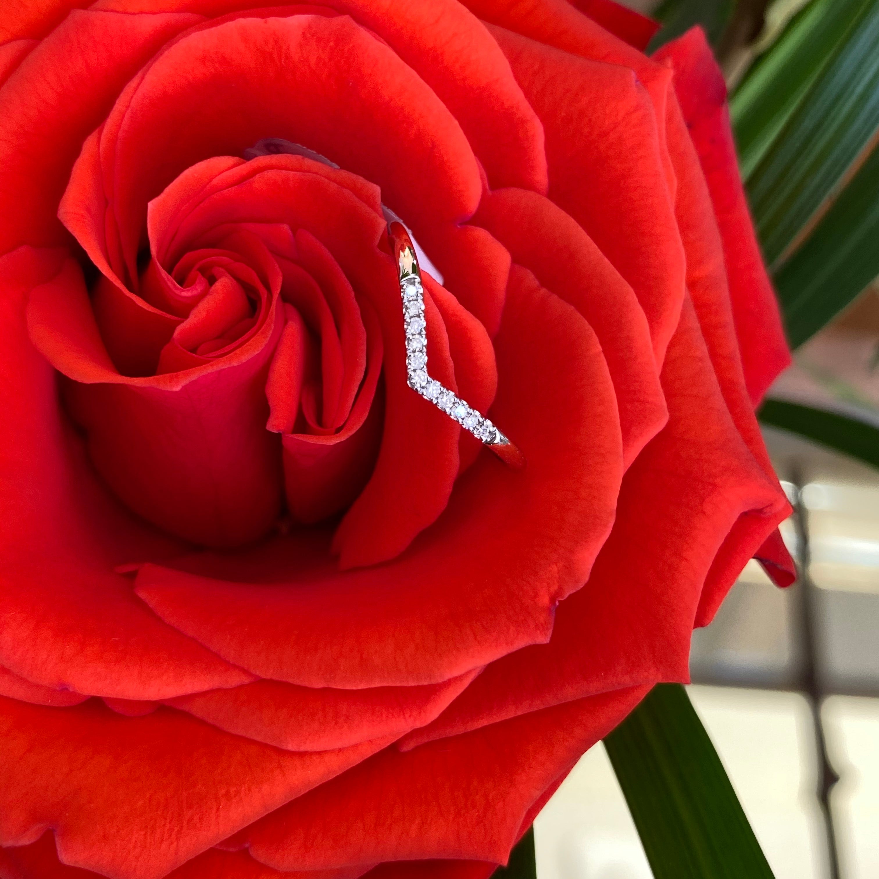 Chevron Diamond White Gold Band