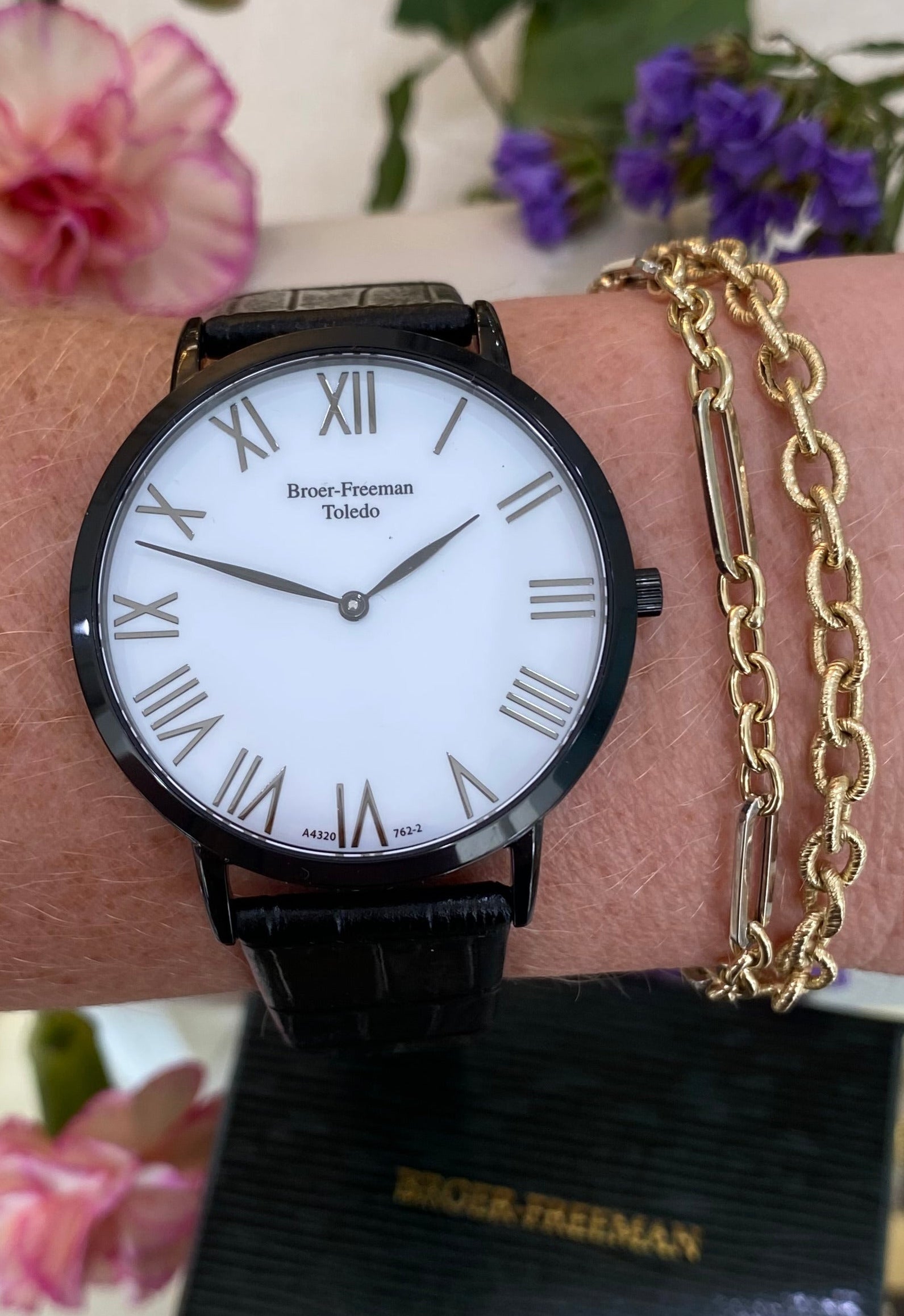 White Dial Black Toned Black Leather Watch