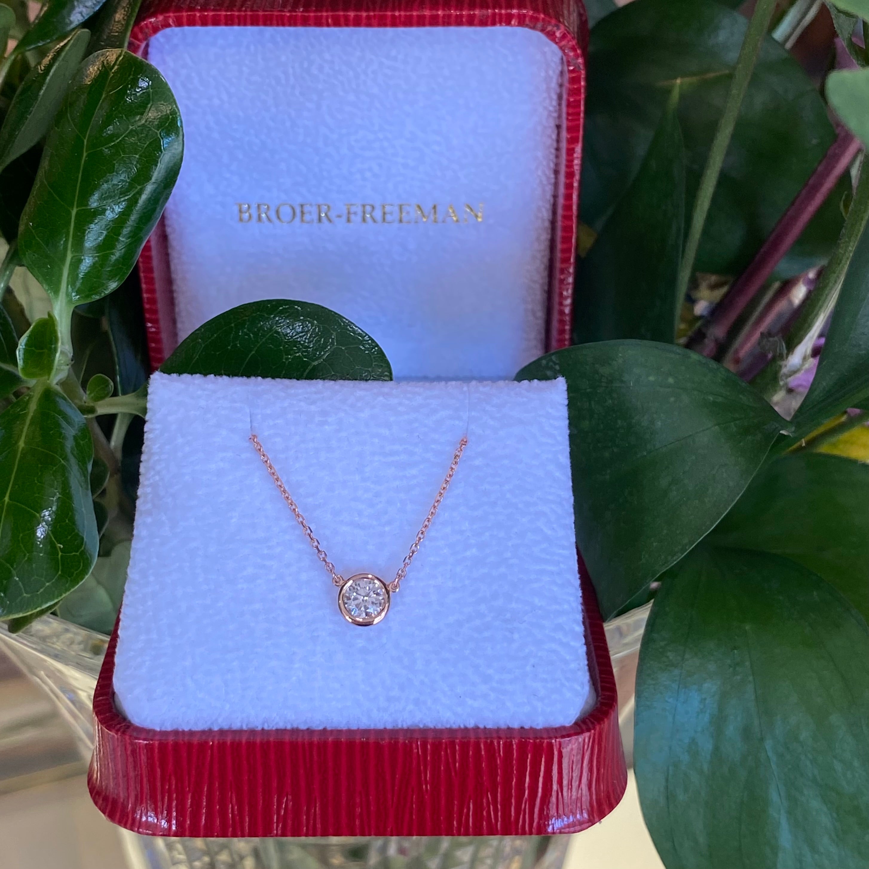 Everyday 0.39 Ct. Round Diamond Bezel Necklace in Rose Gold