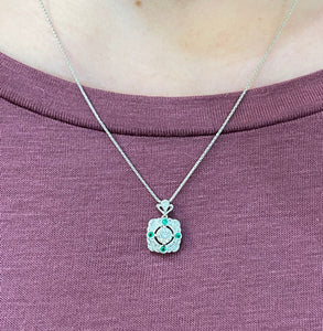 Emerald & Diamond Irish Inspired Pendant Necklace