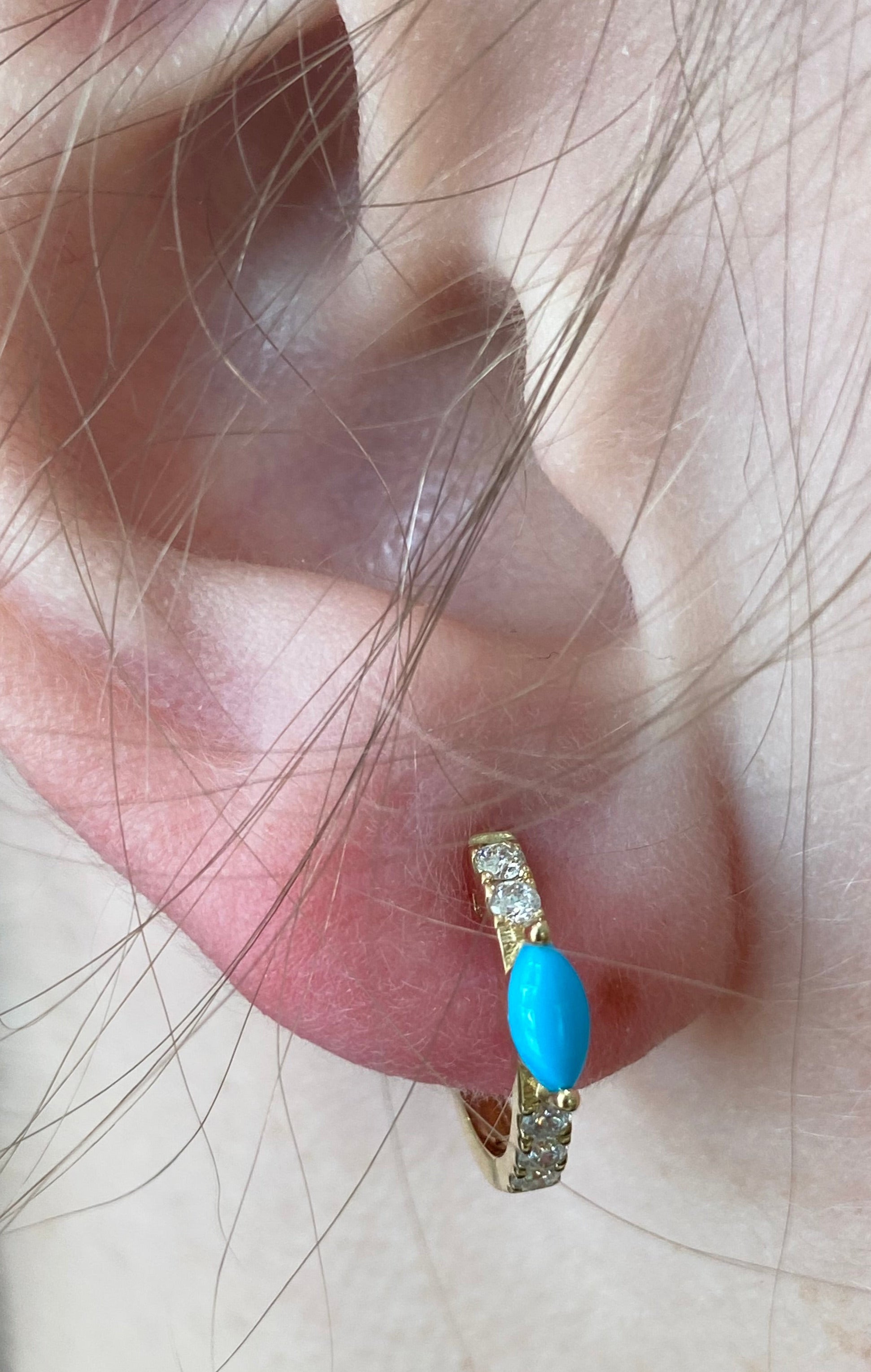 Turquoise & Diamond Hoop Earrings