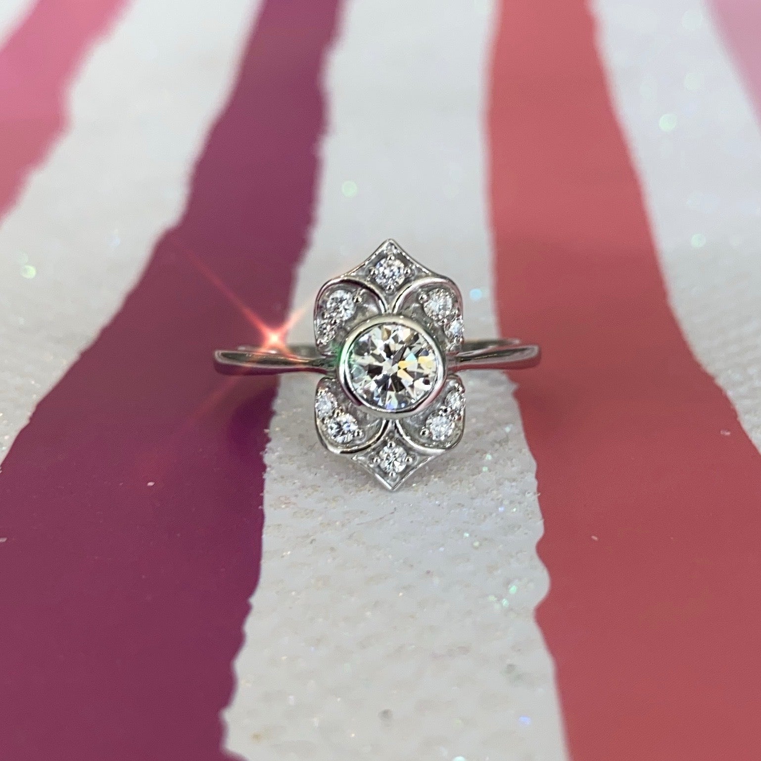 Vintage Inspired Bezel Set Diamond Ring