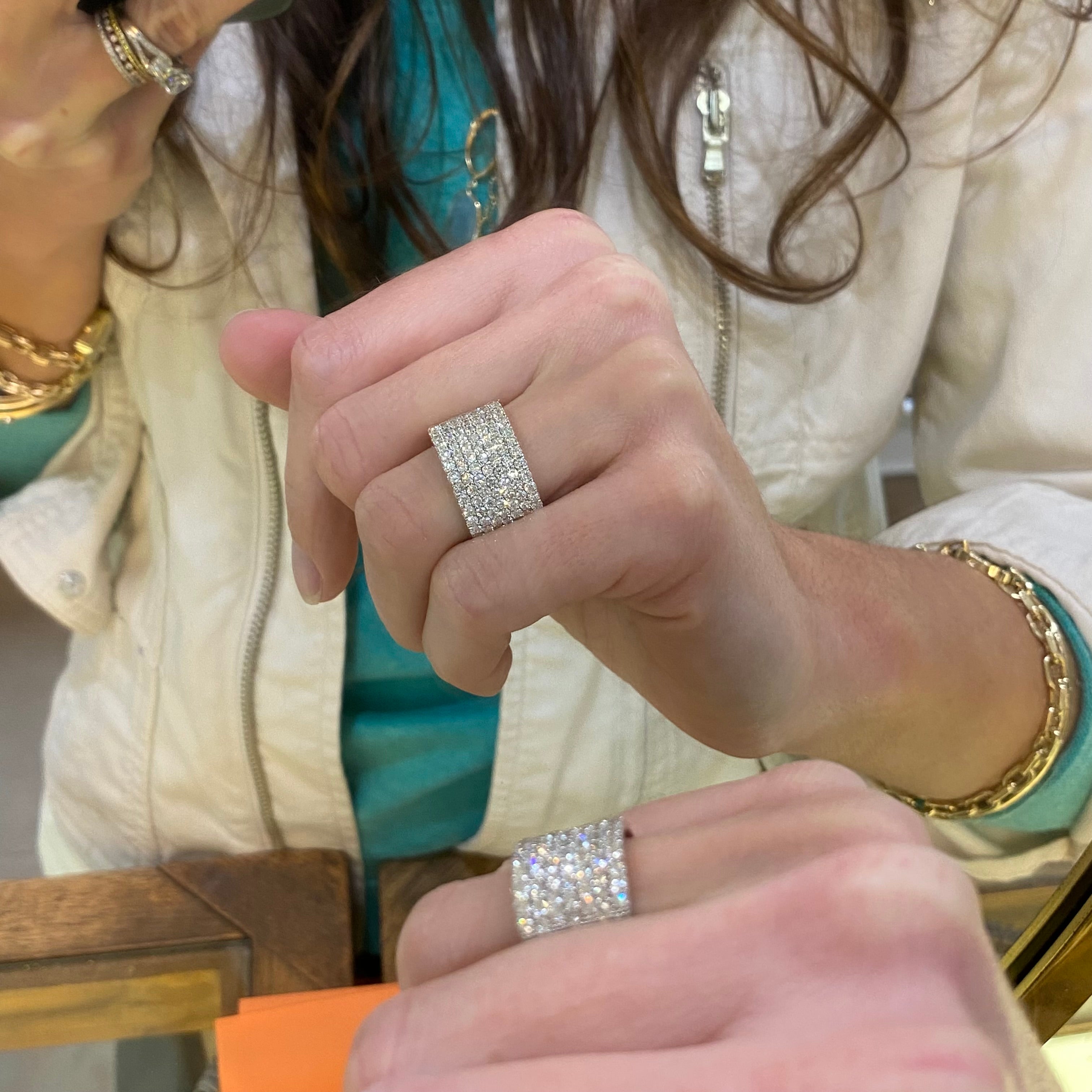 Pavé Diamond 18K Wide Band Ring