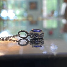 Load image into Gallery viewer, Tanzanite &amp; Diamond Necklace in White Gold with Adjustable Chain
