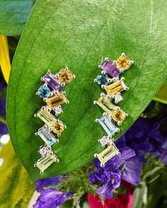 Multi Gemstone Drop Earrings