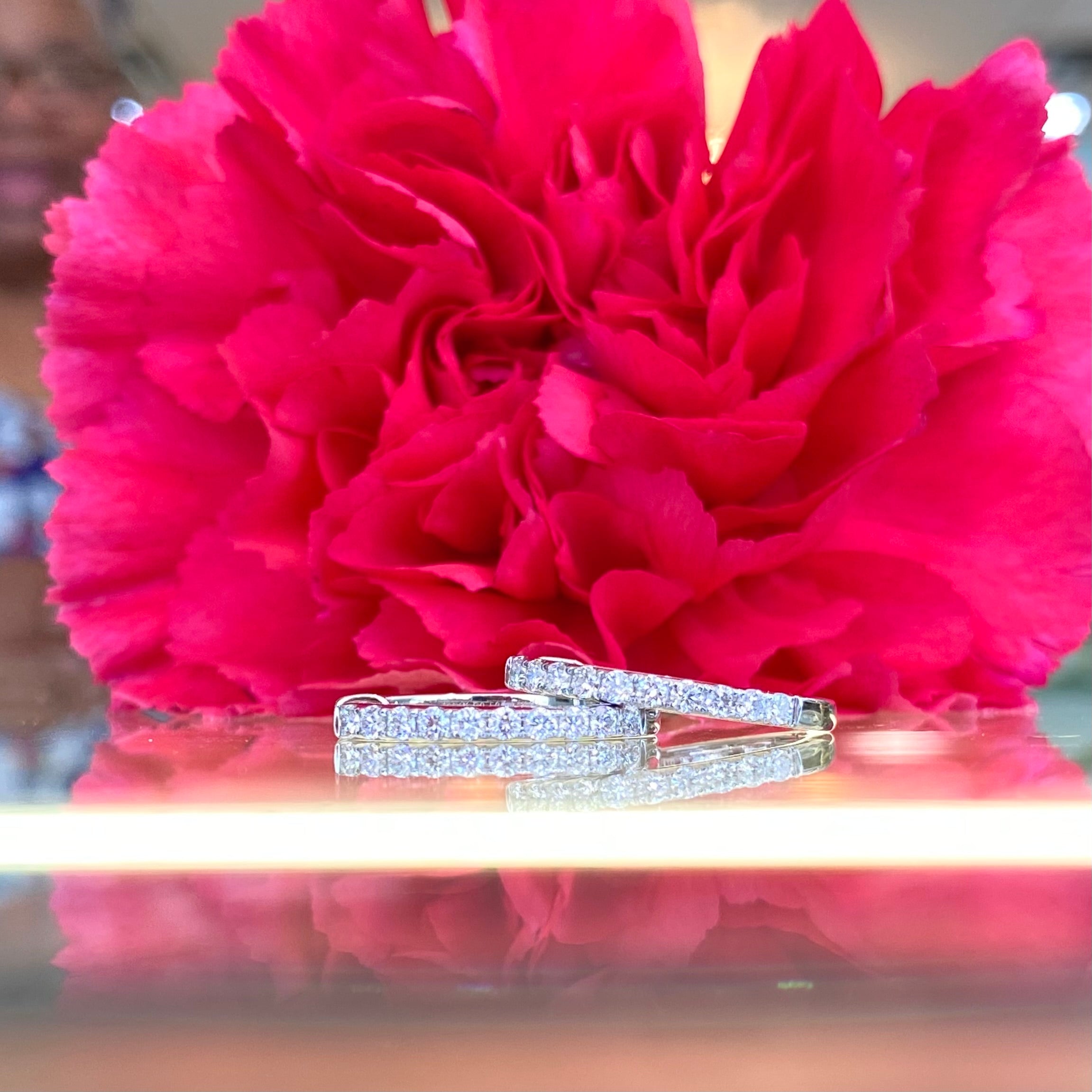 White Gold Diamond Medium Huggie Hoops