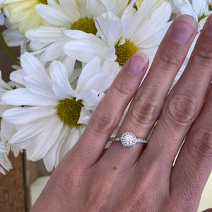 Petite Halo Diamond Engagement Ring