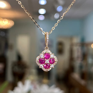 Stunning Ruby and Diamond Necklace in Yellow Gold