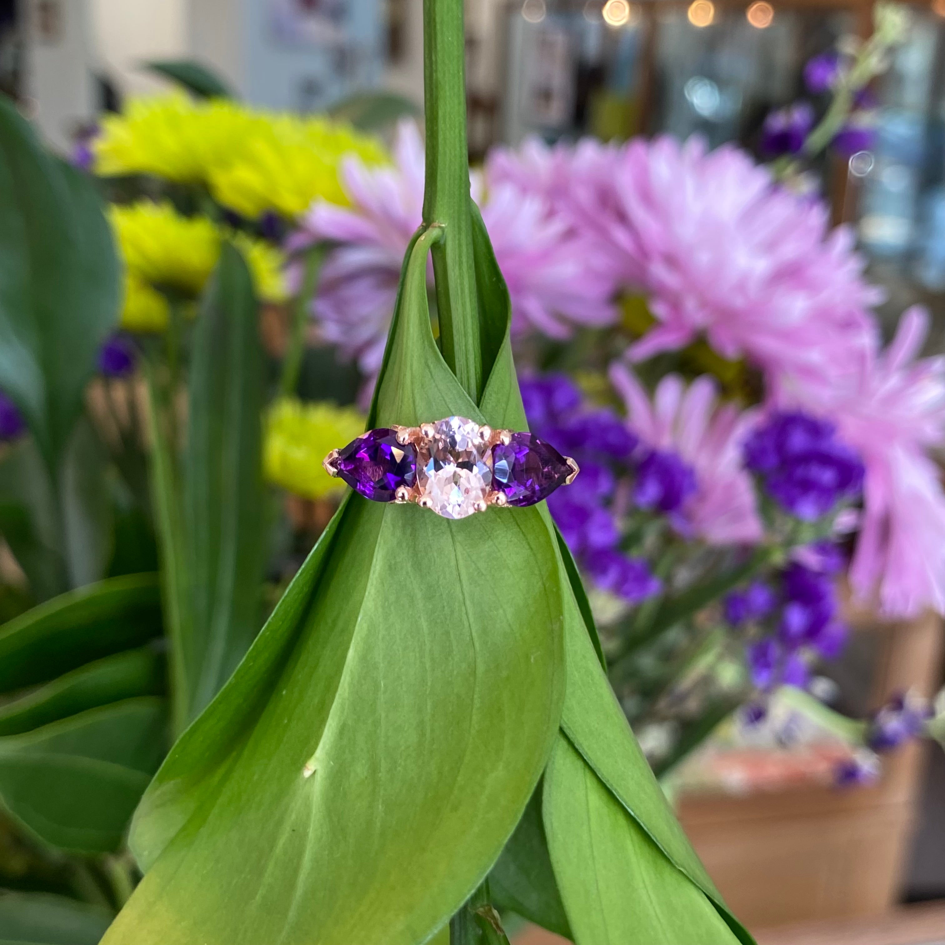 *On The Rocks* Morganite, Amethyst & Rose Gold Cocktail Ring 🍹