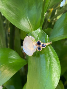 Moonstone & Sapphire One-of-a-kind Ring