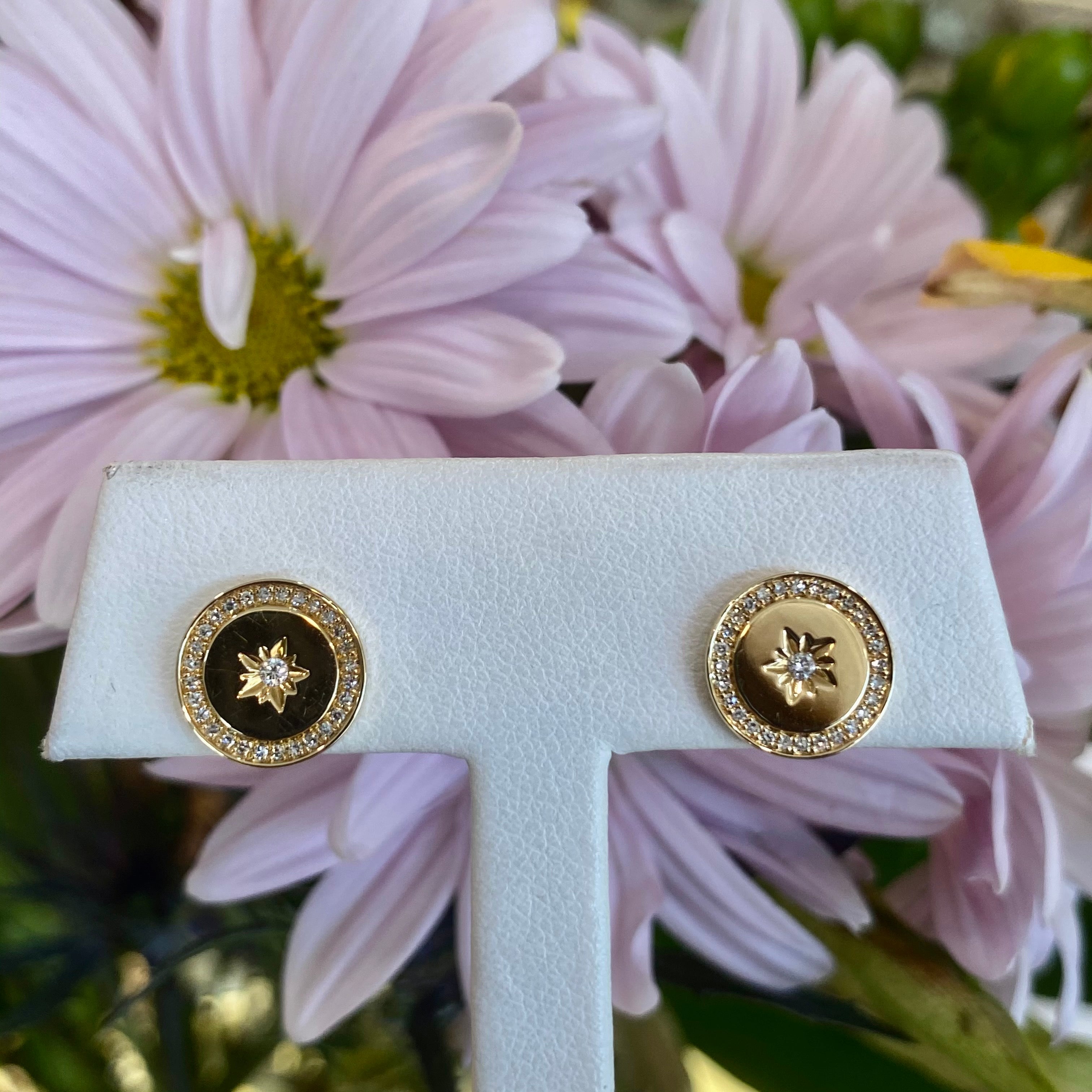 Gold & Diamond Starburst Disk Studs